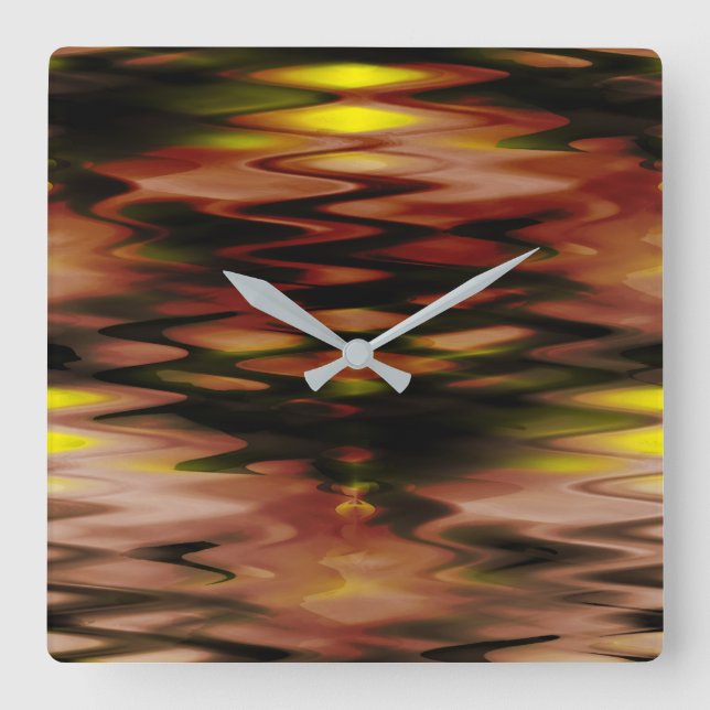 gult av nedfläckad vid brun abstrakt zigzag fyrkantig klocka (Framsida)