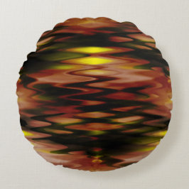 gult av nedfläckad vid brun abstrakt zigzag rund kudde