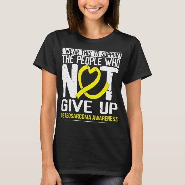 Gult av osteosarkom Ribbon Bone Cancer Awareness T Shirt (Framsida)