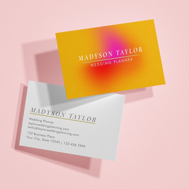 Gult av övertoning för chic Modern Rosa Orange  Visitkort (Skapare uppladdad)