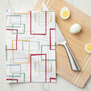 Gult av röd Grönt i halvmånsrött funky, fyrkanter Kökshandduk