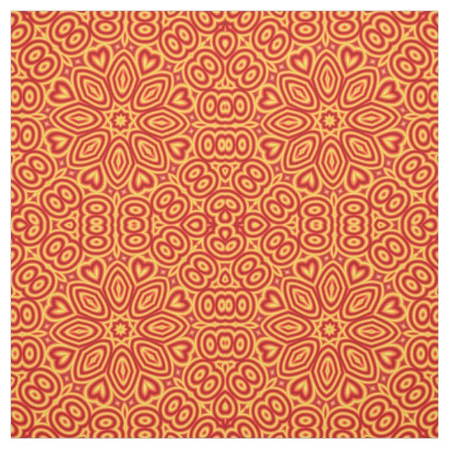 Gult av rött hjärta Skriv ut Geometric Mönster Tyg (Provkarta)