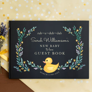 Gult av rub-A-Dub-Dub Rubber Ducky Blommigt Garden Gästböcker