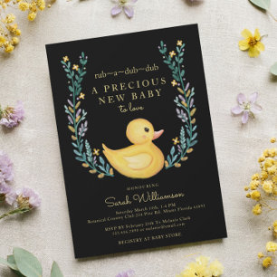 Gult av rub-A-Dub-Dub Rubber Ducky Blommigt Garden Inbjudningar