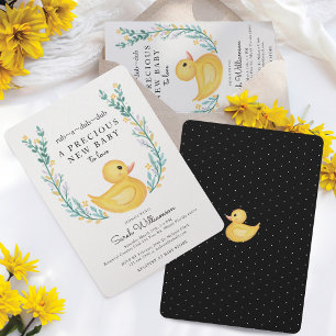 Gult av rub-A-Dub-Dub Rubber Ducky Blommigt Garden Inbjudningar