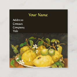 GULT AV SEASONFRUKT, LEMONER OCH VITBLOMMOR FYRKANTIGT VISITKORT