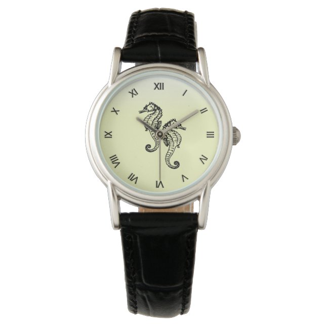 Gult av sjöhästar armbandsur (Framsida)