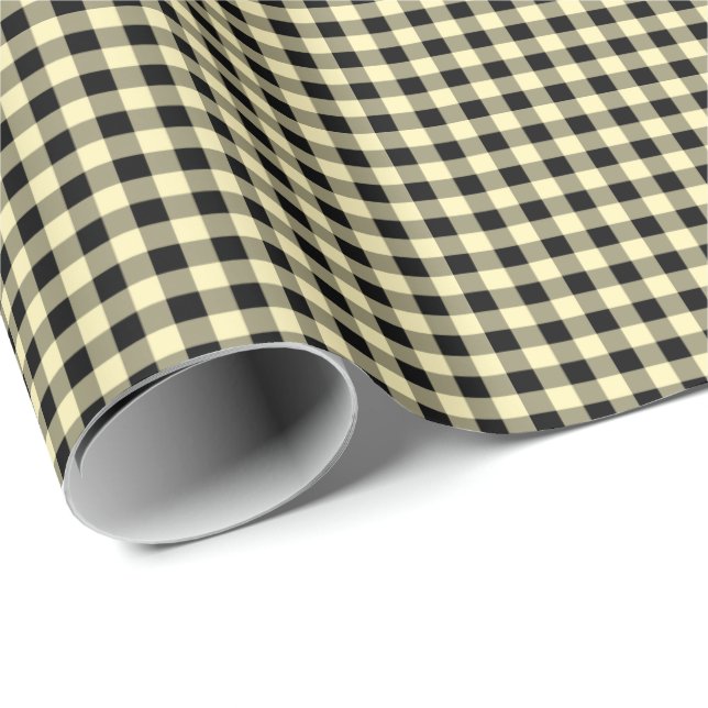 Gult av smör | Black Gingham Wrapping Papper Presentpapper (Rullad Hörn)