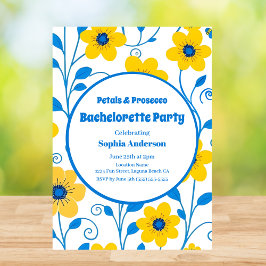 Gult av smör och blå Blommigtar-Bachelorette Party Inbjudningar