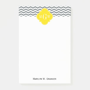 Gult av tjockt koltenn Quatrefoil 3 Monogram Post-it Block
