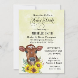 Gult av vattenfärg, babykläder, serverdel, solros inbjudningar