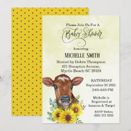 Gult av vattenfärg, babykläder, serverdel, solros inbjudningar