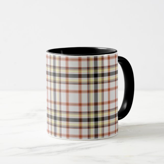 Gult av vit svart Orange Tartan Play Mugg (Framsida höger)