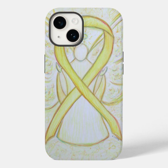 Gult Awareness Ribbon Angel Anpassningsbar iphone  (Baksida)