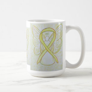 Gult Awareness Ribbon Angel Art Coffee Mugg