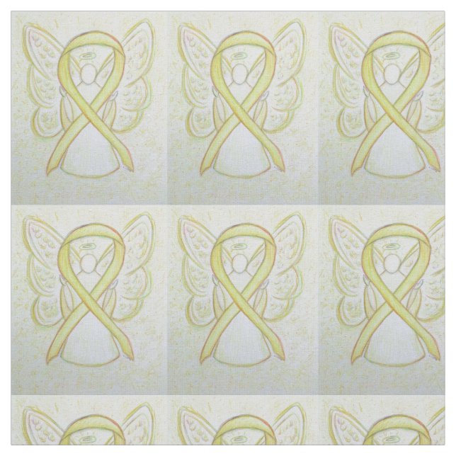 Gult Awareness Ribbon Angel Fabric Material Tyg (Provkarta)