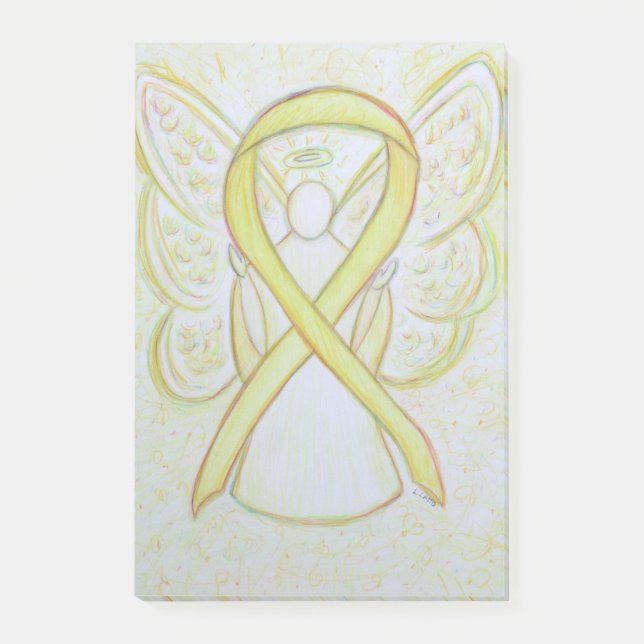 Gult Awareness Ribbon Angel Sticky Post ITNotes Post-it Block (Framsida)