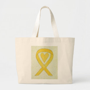 Gult Awareness Ribbon Anpassningsbar Art Tote Bag Jumbo Tygkasse