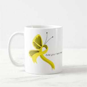 Gult Awareness Ribbon Butterfly Coffee Mugg