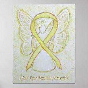 Gult Awareness Ribbon Guardian Angel Art Skriv ut Poster