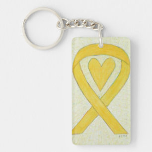 Gult Awareness Ribbon Heart Anpassningsbar Art Key