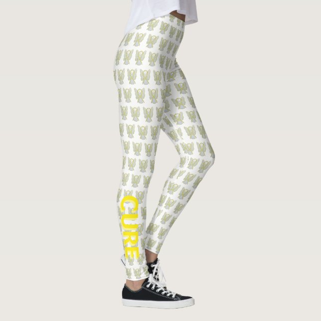 Gult Awareness Ribbon Hope Cure Anpassningsbar Leg Leggings (Höger)