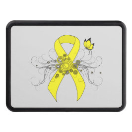 Gult Awareness Ribbon med Butterfly Dragkroksskydd
