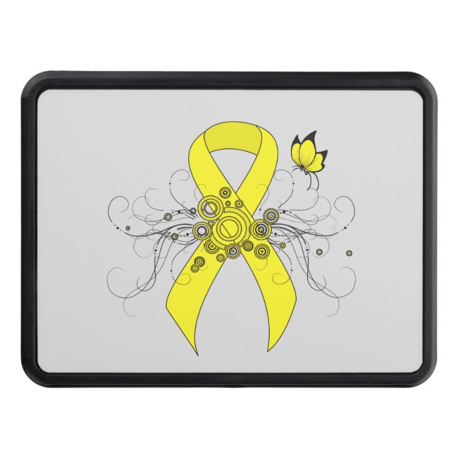 Gult Awareness Ribbon med Butterfly Dragkroksskydd (Framsidan)