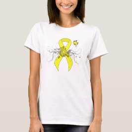 Gult Awareness Ribbon med Butterfly Tee