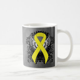 Gult Awareness Ribbon med Vingar Kaffemugg