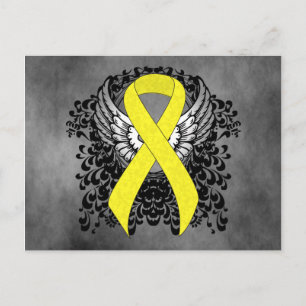Gult Awareness Ribbon med Vingar Vykort