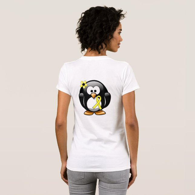 Gult Awareness Ribbon Penguin T-shirt (Hel baksida)