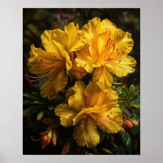 Gult Azalea Flowers Art Print Poster (Framsidan)