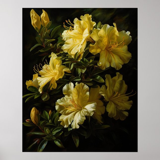 Gult Azalea Flowers Art Print Poster (Framsidan)