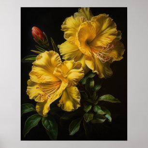 Gult Azalea Flowers Art Print Poster