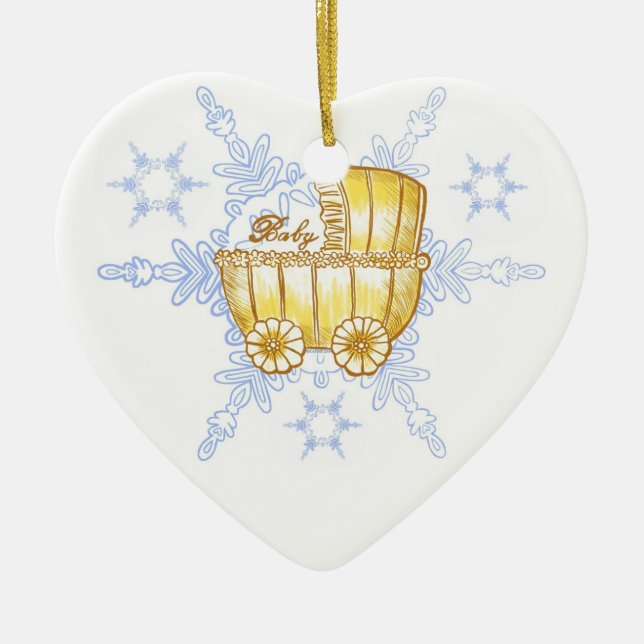 Gult Baby Buggy SnowFlake keramisk ornament (Framsidan)