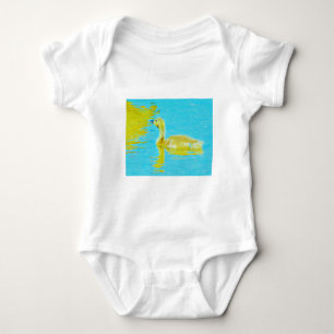 Gult Baby gås med ljusblå vatten T Shirt