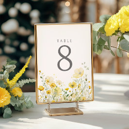 Gult Baby i Blommigten Bloom Wildblomme Baby Showe Bordsnummer