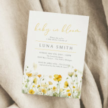 Gult Baby i Blommigten Bloom Wildblomme Baby Showe