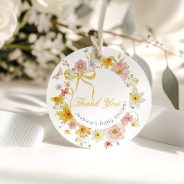 Gult Baby i Bloom Bow Tack Gåvor Etiketter