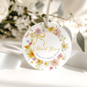 Gult Baby i Bloom Bow Tack Gåvor Etiketter