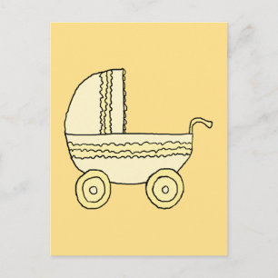 Gult Baby Pram. Vykort