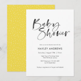 Gult Baby Shower-inbjudan - handskriven Inbjudningar