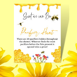 Gult Baby Shower Nappar Hunt Game Bee Baby Shower Poster
