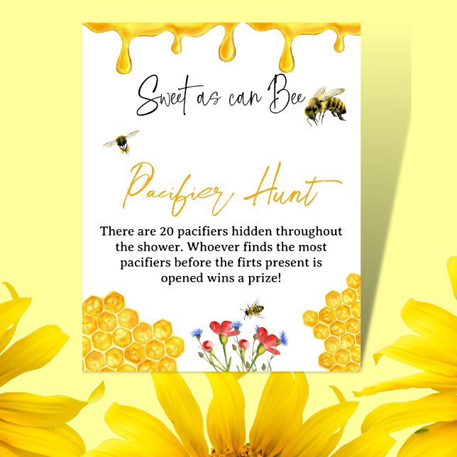 Gult Baby Shower Nappar Hunt Game Bee Baby Shower Poster (Skapare uppladdad)