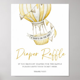 Gult Ballon Baby Shower Diaper Raffle Poster