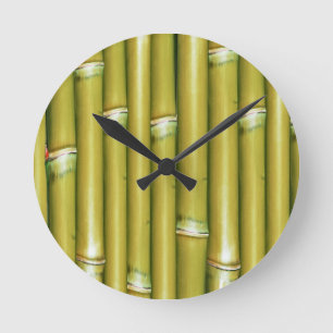 Gult Bamboo Rund Klocka