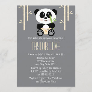 Gult Bambu Panda i dagstidningar Babyskor Inbjudningar
