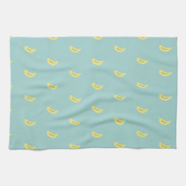 Gult banan teckning blå mönster kökshandduk