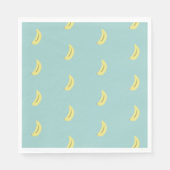 Gult banan teckning blå mönster pappersservett (Framsidan)